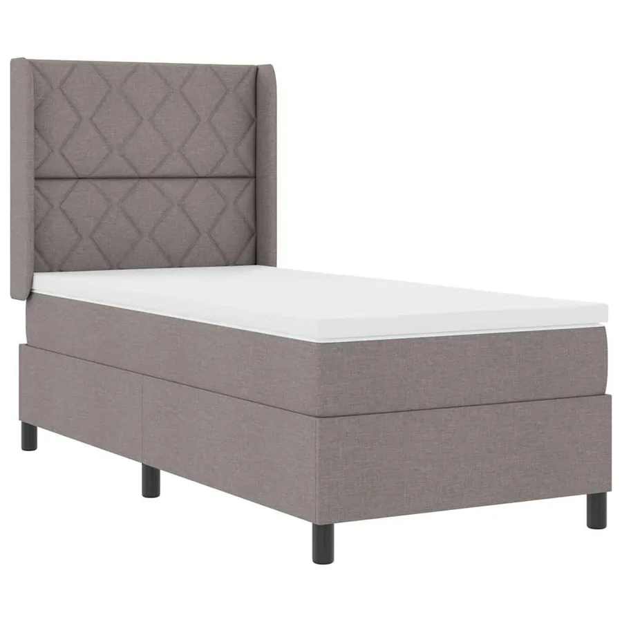 Lit à ressorts avec coussin Taupe 200 x 100 cm tissu - 4