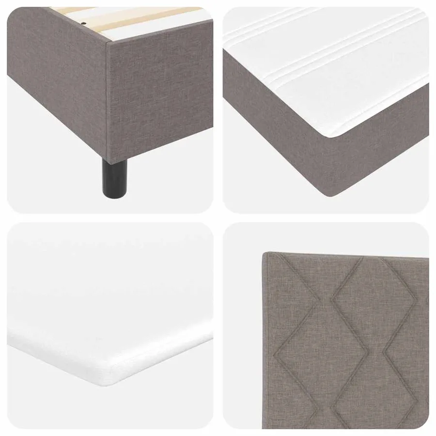 Lit à ressorts avec coussin Taupe 200 x 100 cm tissu - 8