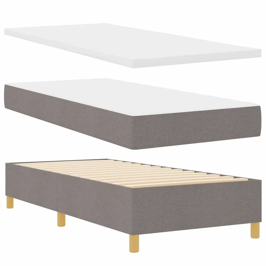 Lit à ressort LED avec tête de lit Taupe 100 x 200 cm tissu - 7