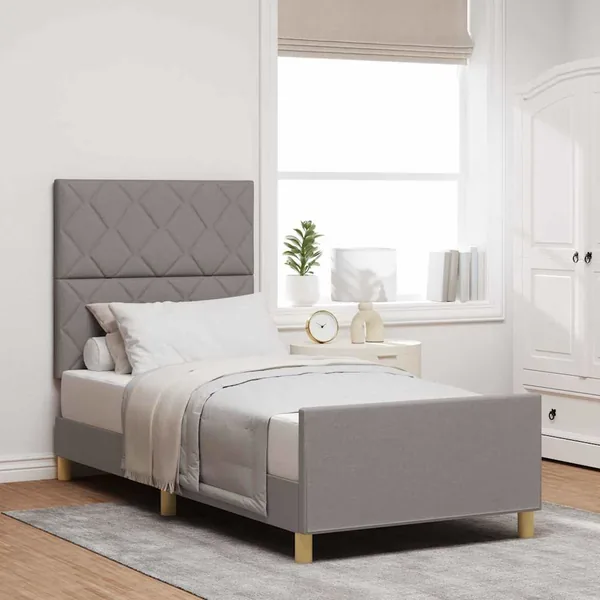 Cadre de lit avec tête de lit Taupe 100 x 200 cm tissu