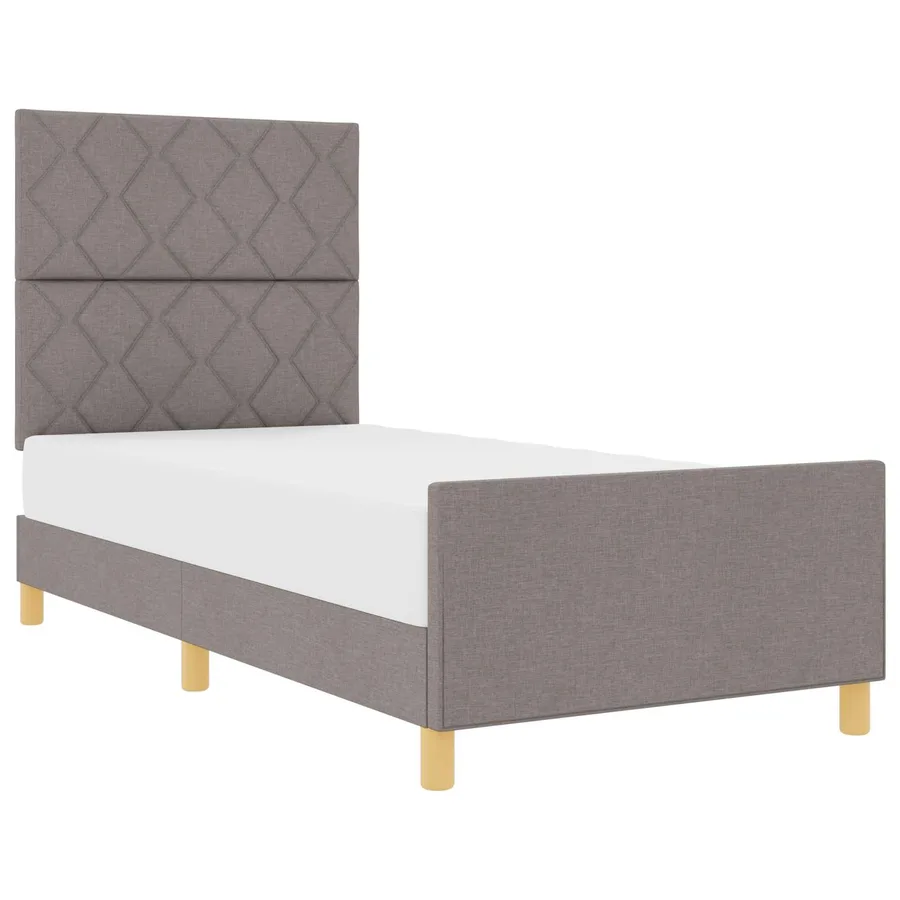 Cadre de lit avec tête de lit Taupe 100 x 200 cm tissu - 2