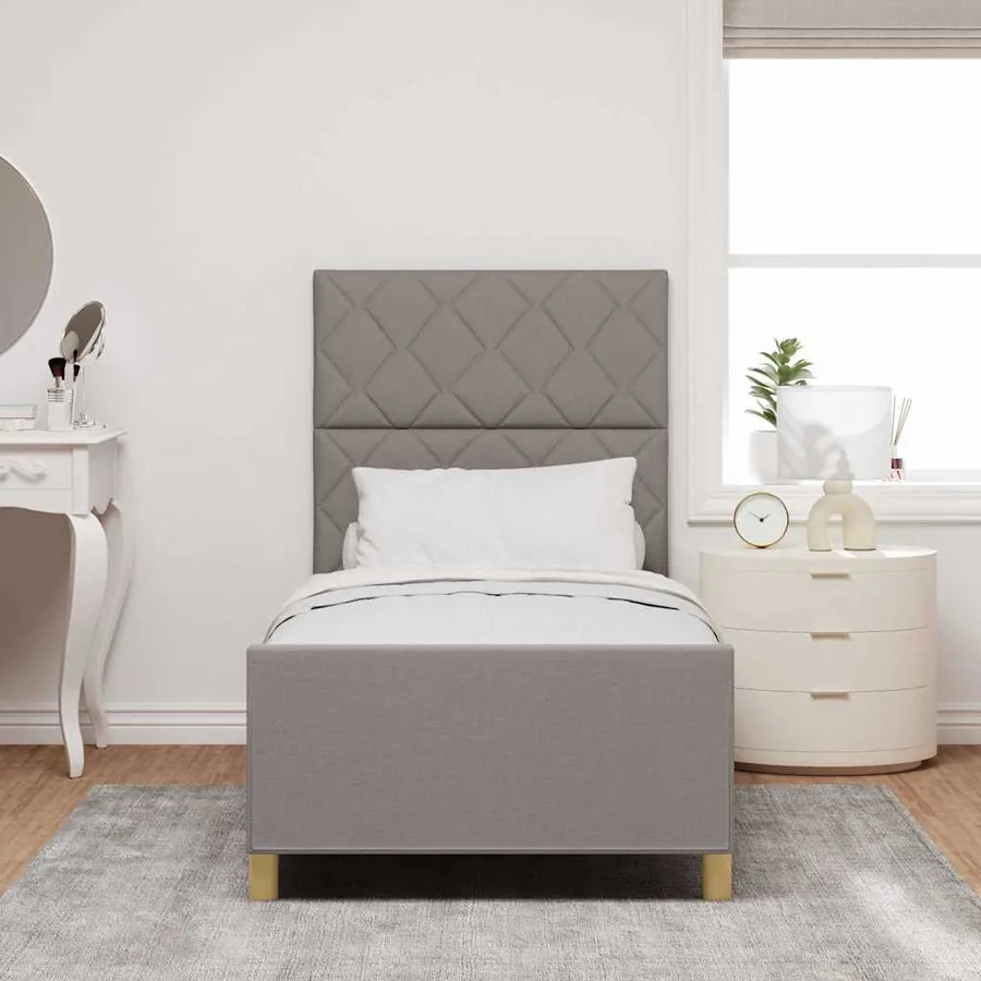Cadre de lit avec tête de lit Taupe 100 x 200 cm tissu - 3