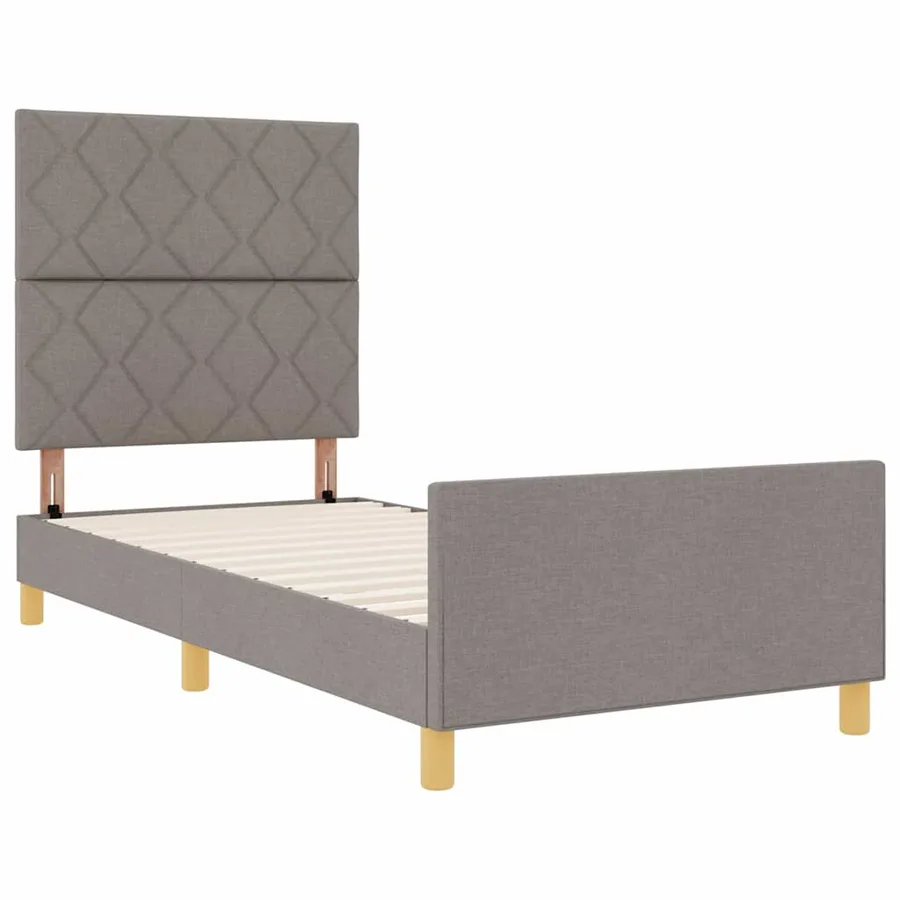 Cadre de lit avec tête de lit Taupe 100 x 200 cm tissu - 5