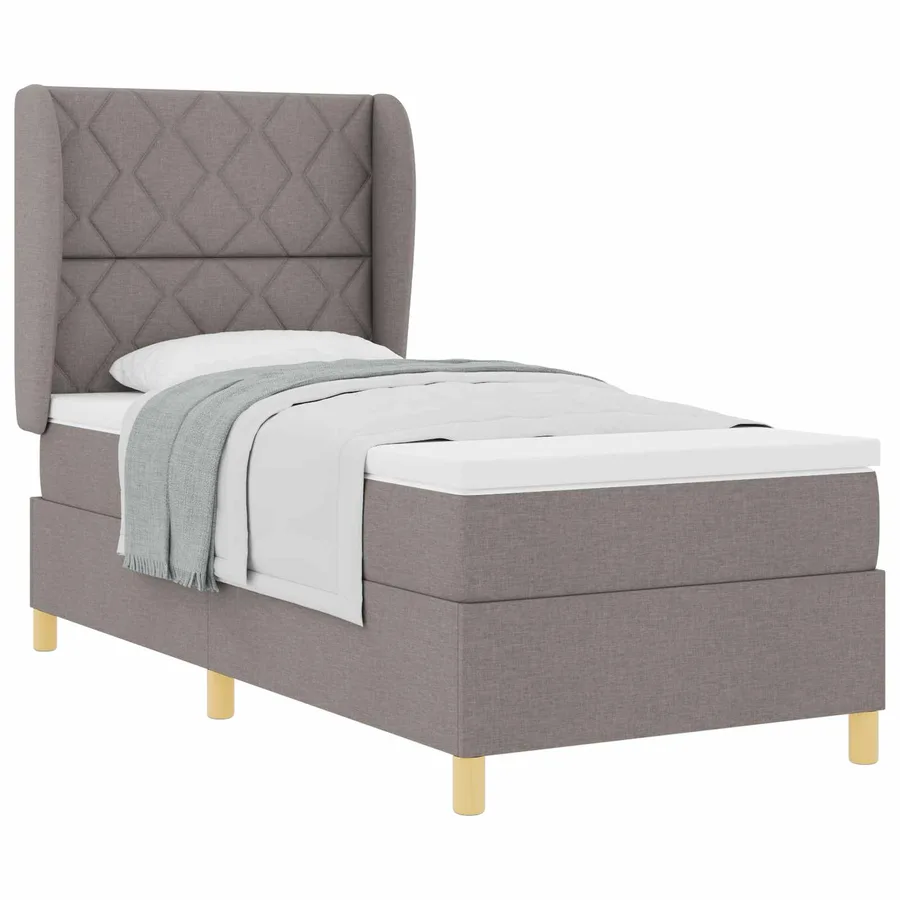 Lit à ressorts avec tête de lit Taupe 200 x 100 cm tissu - 2