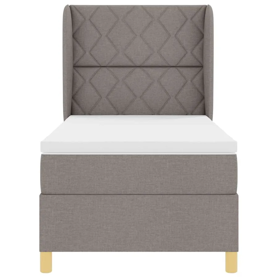 Lit à ressorts avec tête de lit Taupe 200 x 100 cm tissu - 7