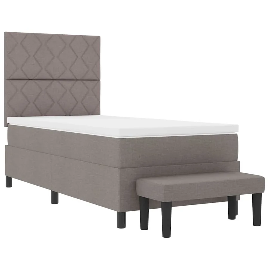 Lit à ressorts avec tête de lit Taupe 100 x 200 cm tissu - 7