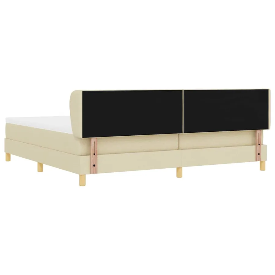 Lit à ressorts avec tête de lit Crème 200 x 200 cm tissu - 9