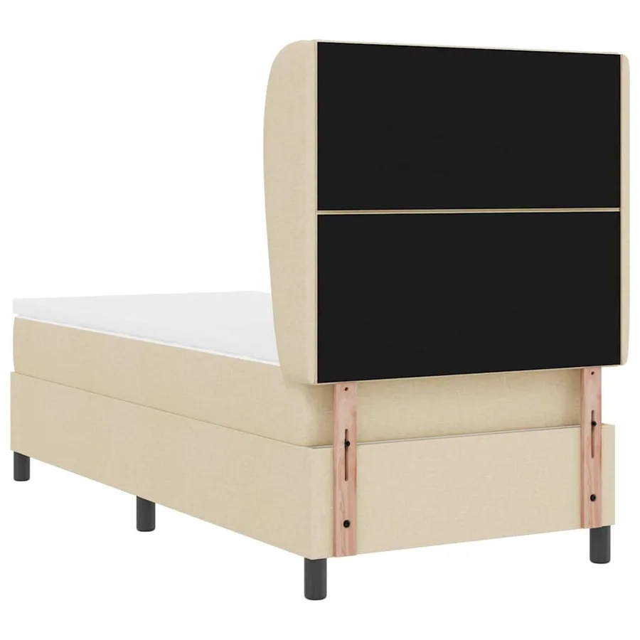 Lit à ressorts avec tête de lit Crème 100 x 200 cm tissu - 9