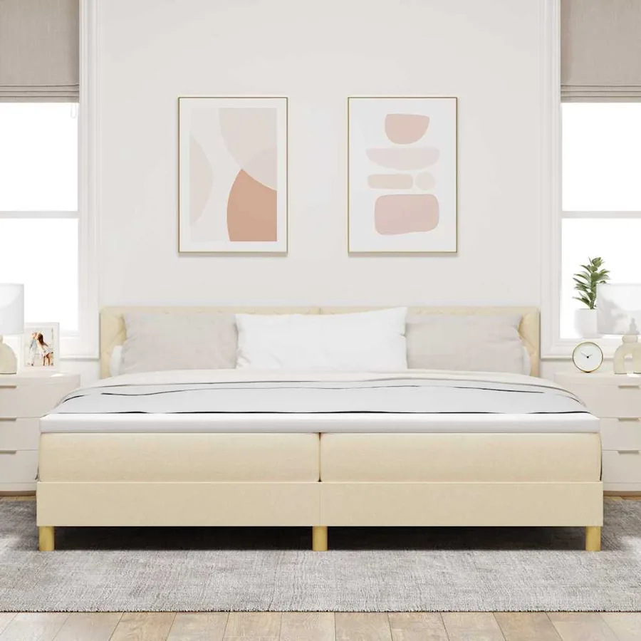 Lit à ressort LED avec bandes LED Crème 200 x 200 cm tissu - 4