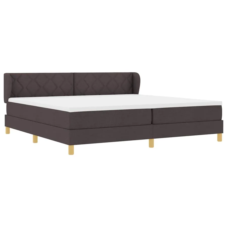 Lit à ressorts avec tête de lit Marron foncé 200 x 200 cm tissu - 6