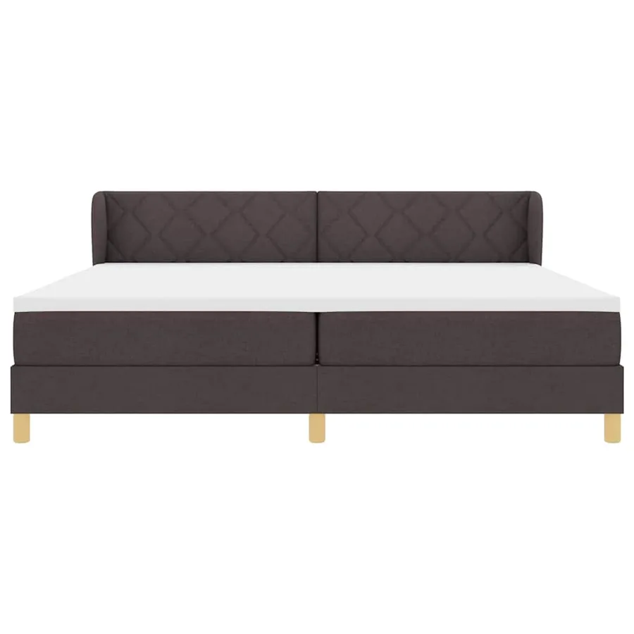 Lit à ressorts avec tête de lit Marron foncé 200 x 200 cm tissu - 7