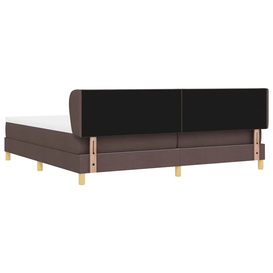 Lit à ressorts avec tête de lit Marron foncé 200 x 200 cm tissu - 9