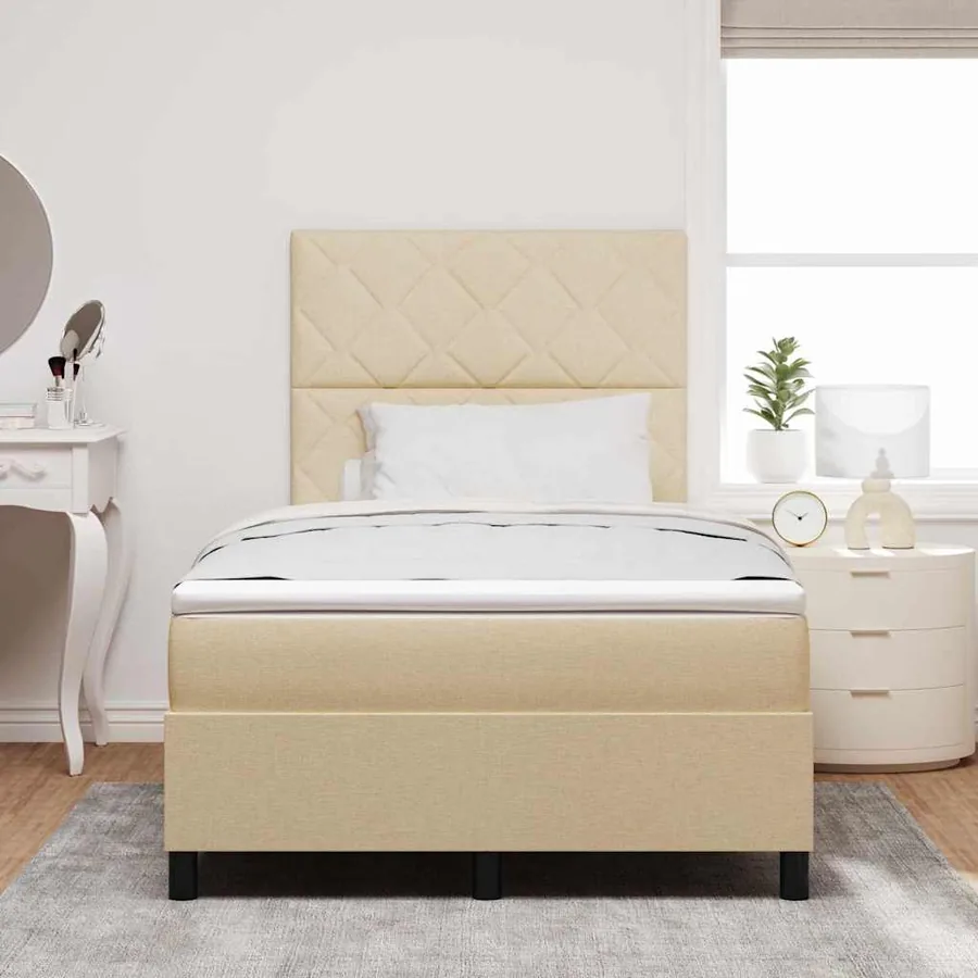Lit à ressorts avec bandes LED Crème 120 x 190 cm tissu - 4
