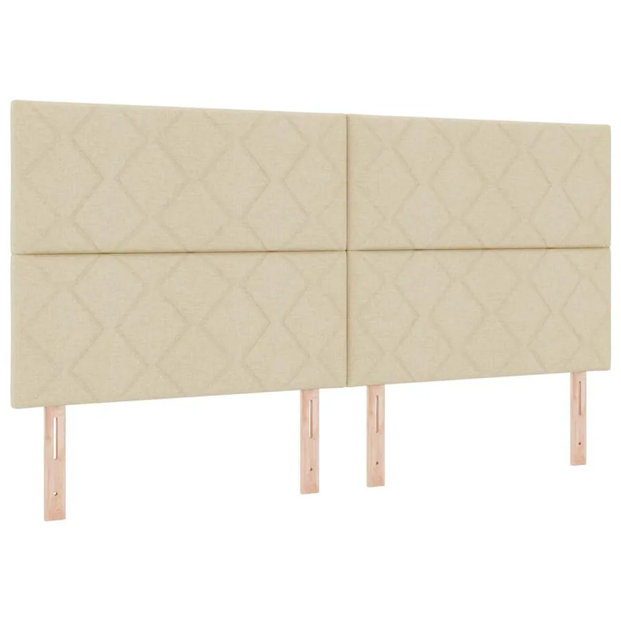 Lit à ressorts avec tête de lit Crème 200 x 200 cm tissu - 6