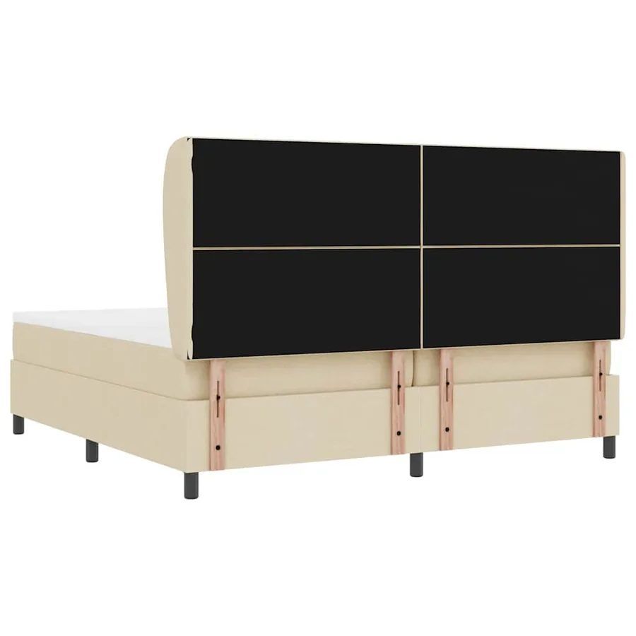Lit à ressorts avec tête de lit Crème 200 x 200 cm tissu - 9