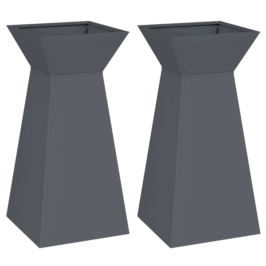 Jardinière à pilier 2 pc Anthracite 35 x 35 x 73 cm - 2