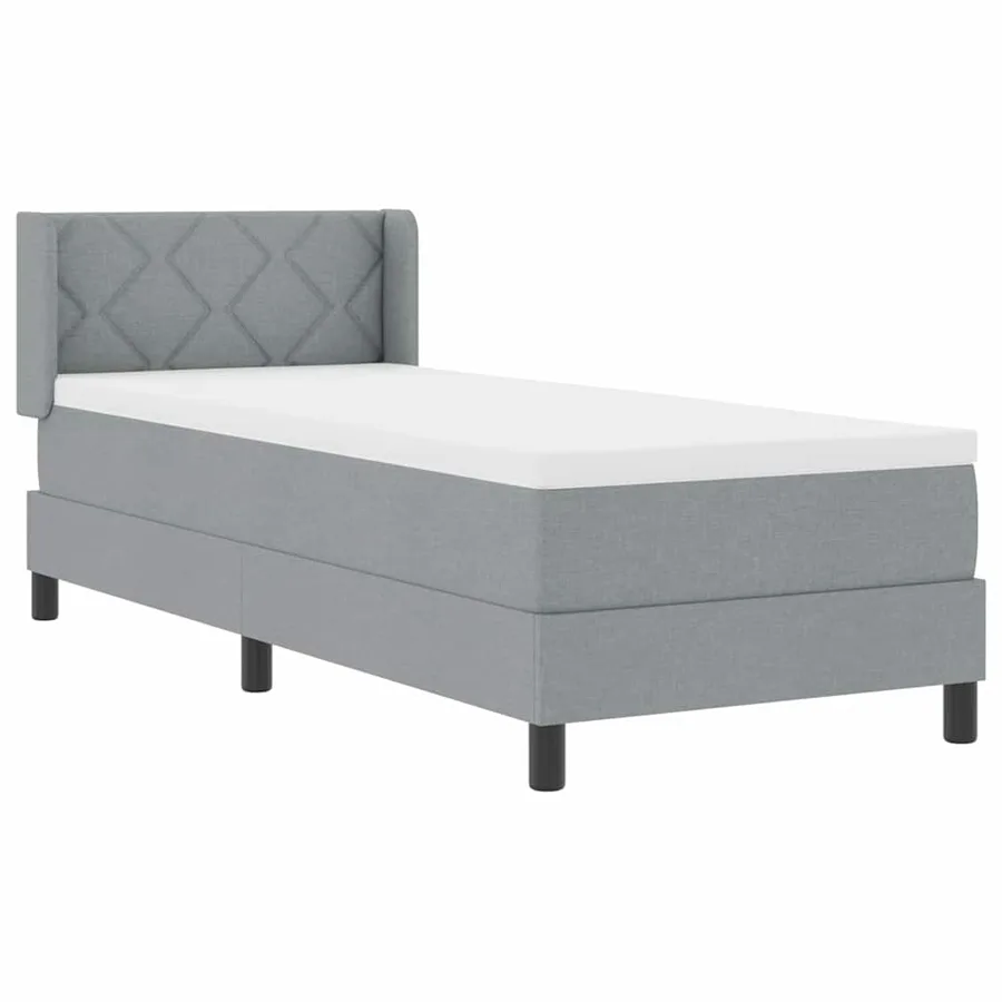 Lit à ressorts avec tête de lit Gris clair 200 x 80 cm tissu - 6