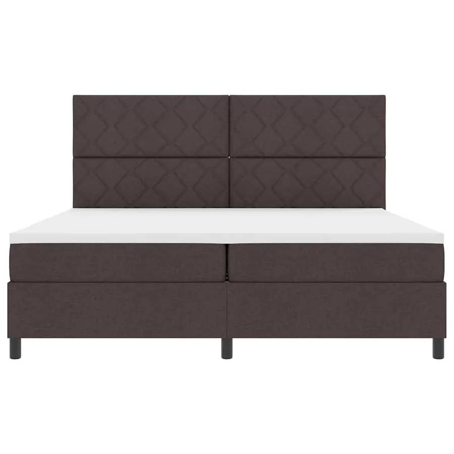 Lit à ressorts avec tête de lit Marron foncé 200 x 200 cm tissu - 6