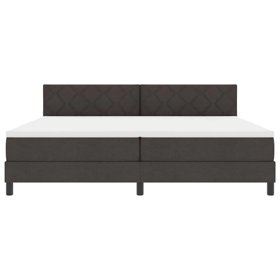 Lit à ressorts avec tête de lit Marron foncé 200 x 200 cm tissu - 7