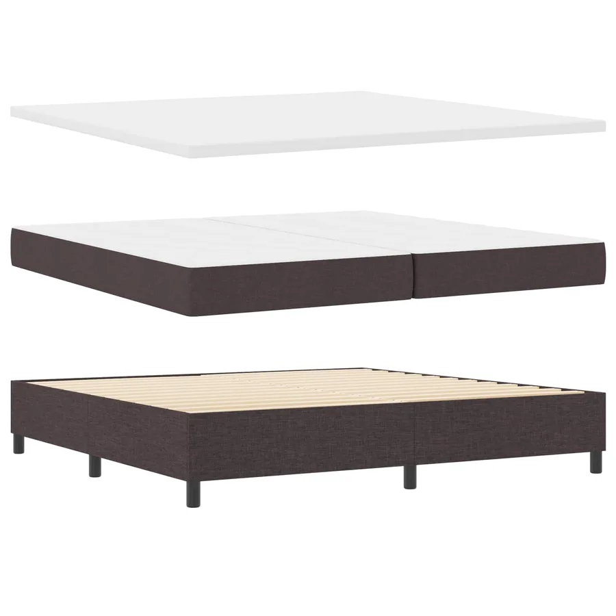 Lit à ressorts avec coussin Marron foncé 200 x 200 cm tissu - 5