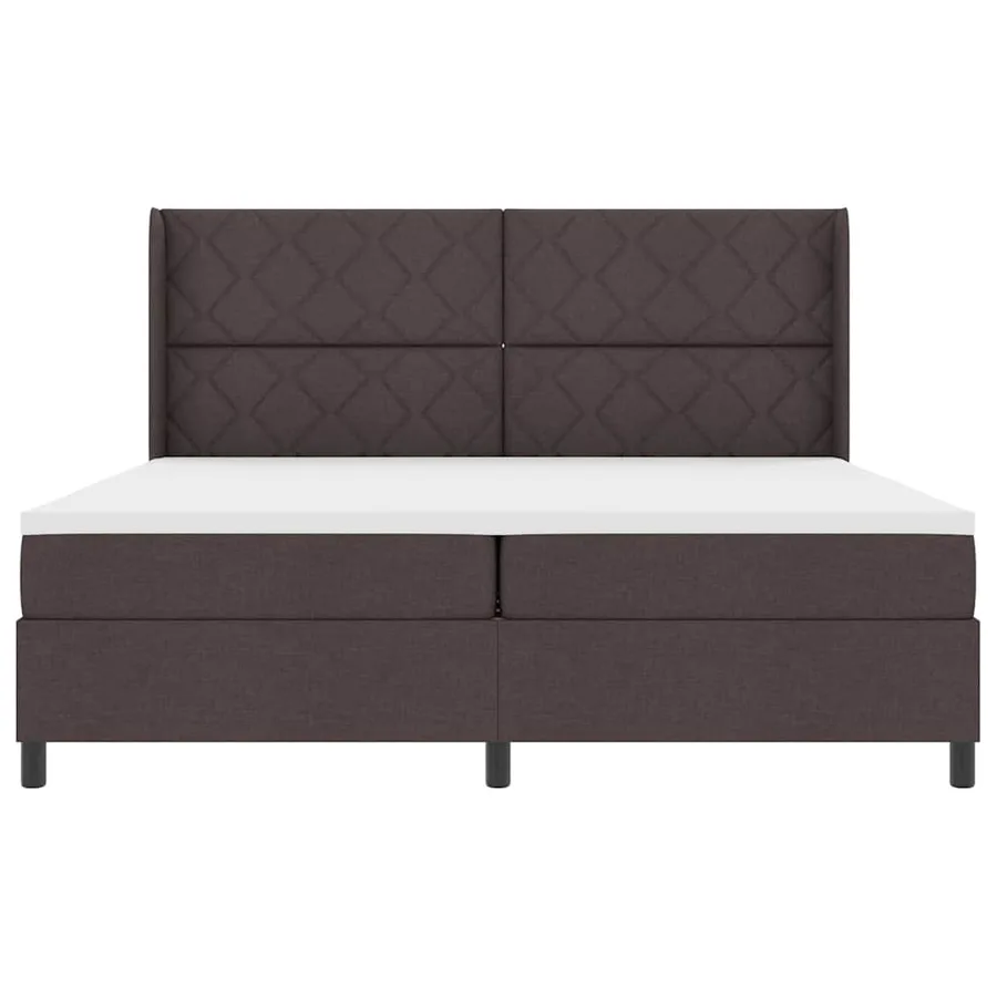 Lit à ressorts avec coussin Marron foncé 200 x 200 cm tissu - 7