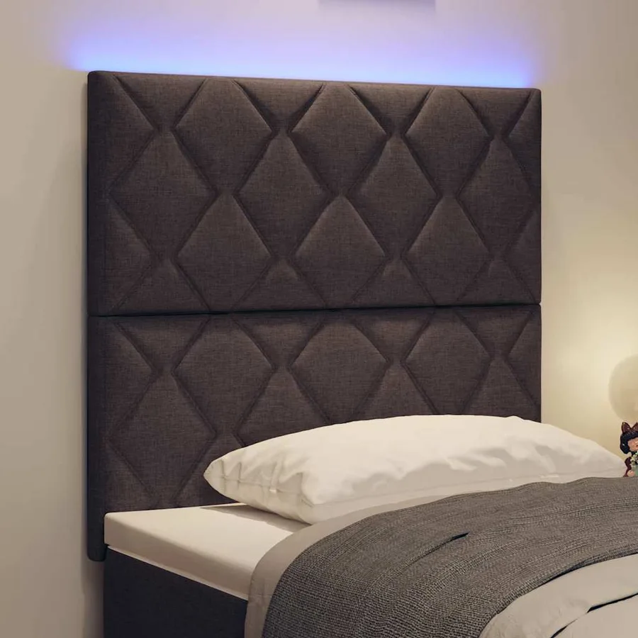 Tête de lit LED Marron 100 cm tissu - 4