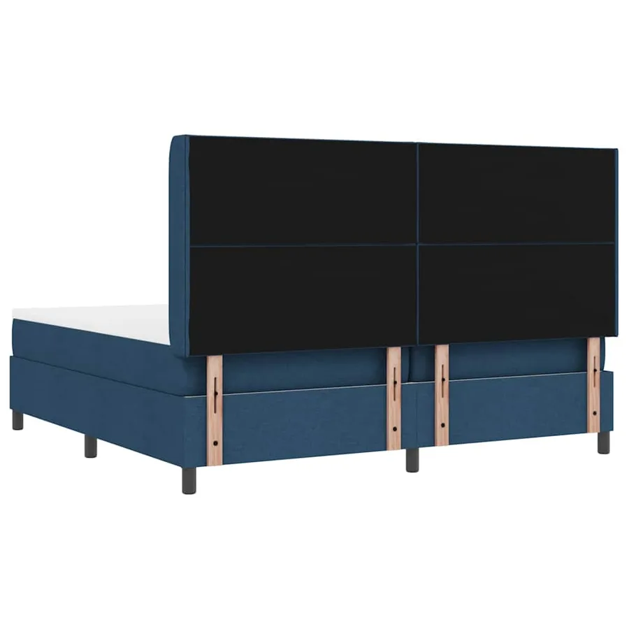 Lit à ressort LED avec tête de lit Bleu 200 x 200 cm tissu - 8