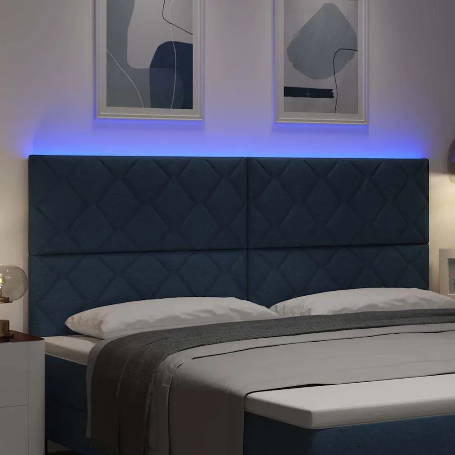 Tête de lit LED Bleu 200 cm tissu - 4