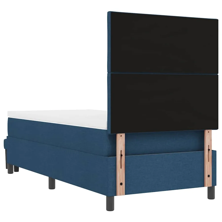 Lit à ressorts avec tête de lit Bleu 100 x 200 cm tissu - 10