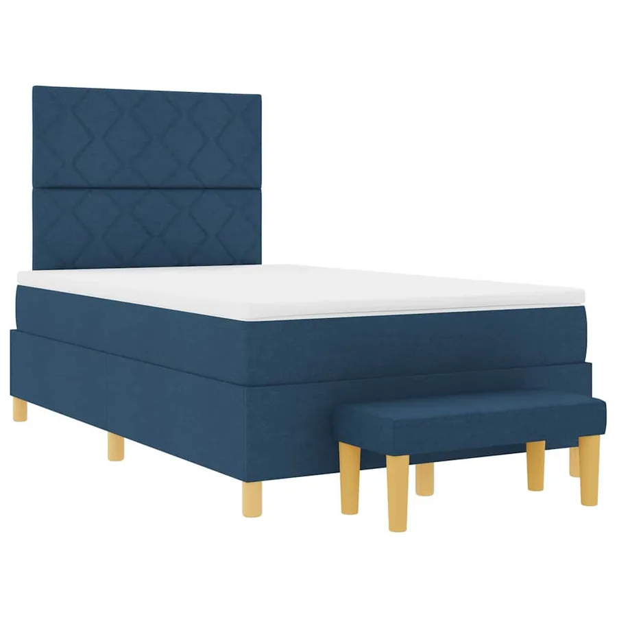 Lit à ressorts avec coussin Bleu 200 x 120 cm tissu - 4