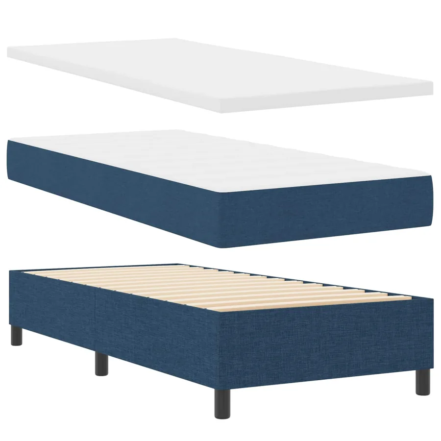 Lit à ressorts avec bandes LED Bleu 100 x 200 cm tissu