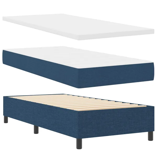 Lit à ressorts avec bandes LED Bleu 100 x 200 cm tissu
