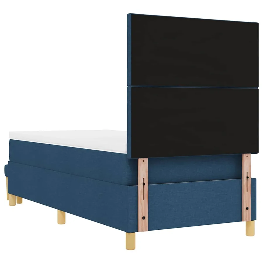 Lit à ressorts avec tête de lit Bleu 200 x 100 cm tissu - 10