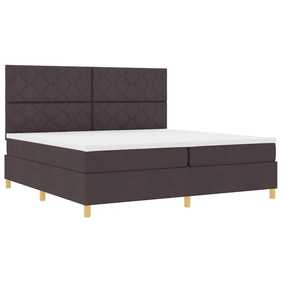Lit à ressort LED Marron foncé 200 x 200 cm tissu - 6