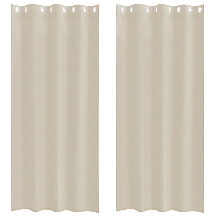 Rideau en Voile 2 pcs Couleur sable 245 x 140 cm Polyester - 2