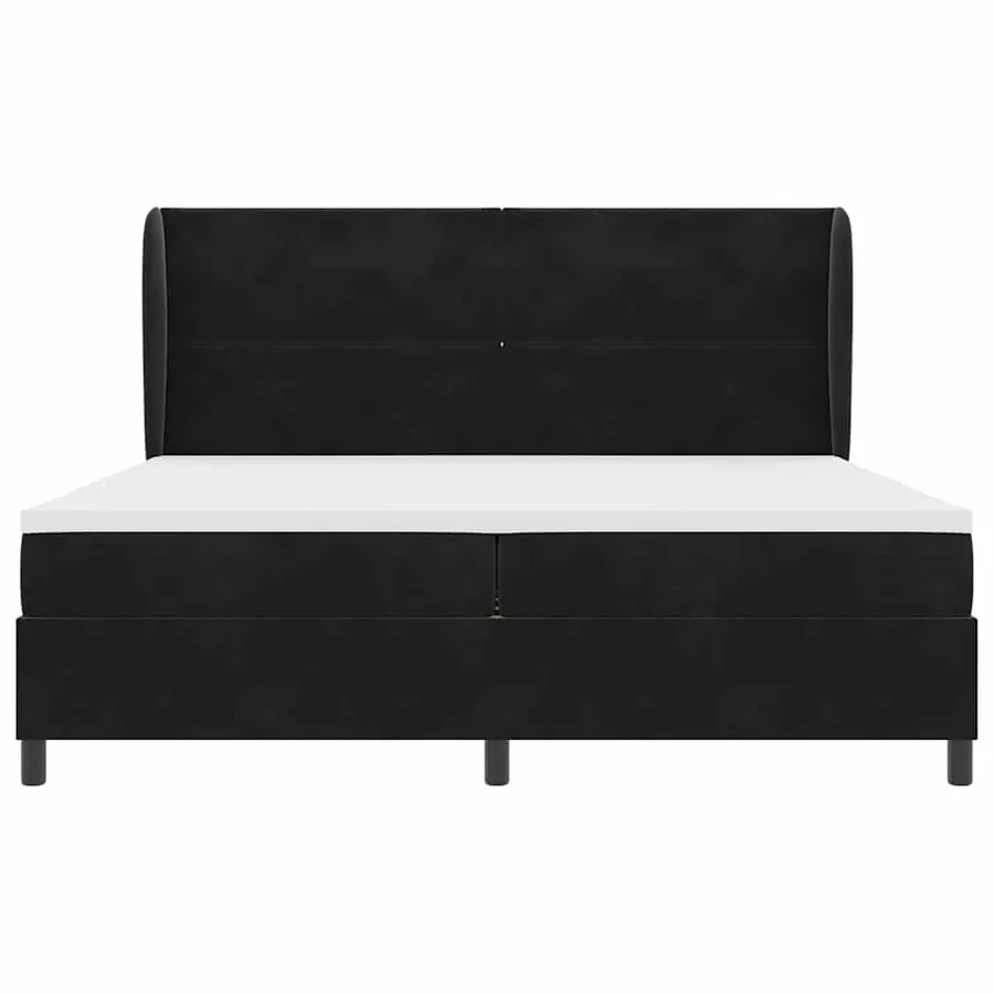 Lit à ressorts avec tête de lit Noir 200 x 200 cm Velours - 7