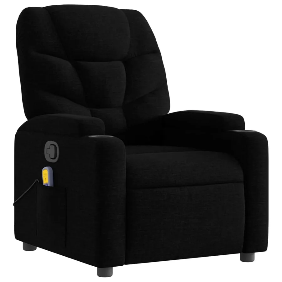 Fauteuil inclinable de massage noir tissu - 3
