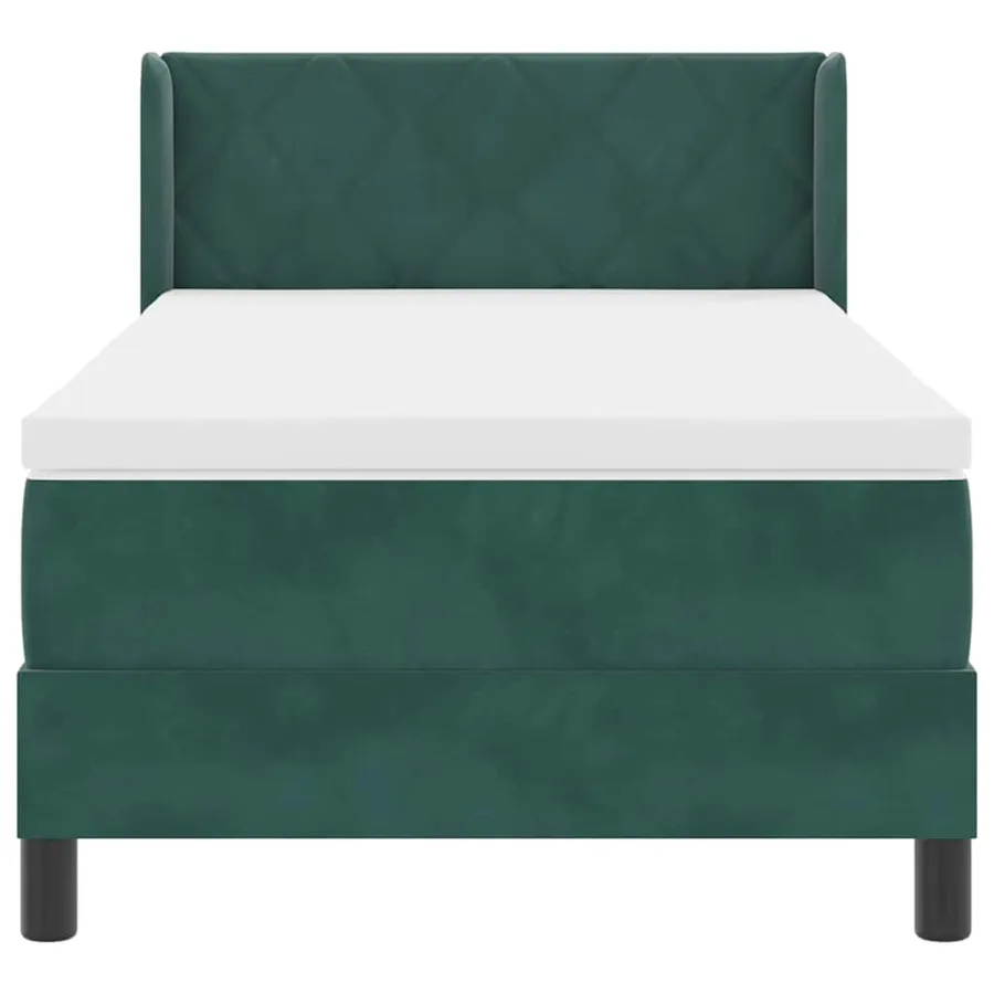 Lit à ressorts avec tête de lit Vert foncé 200 x 100 cm Velours - 7