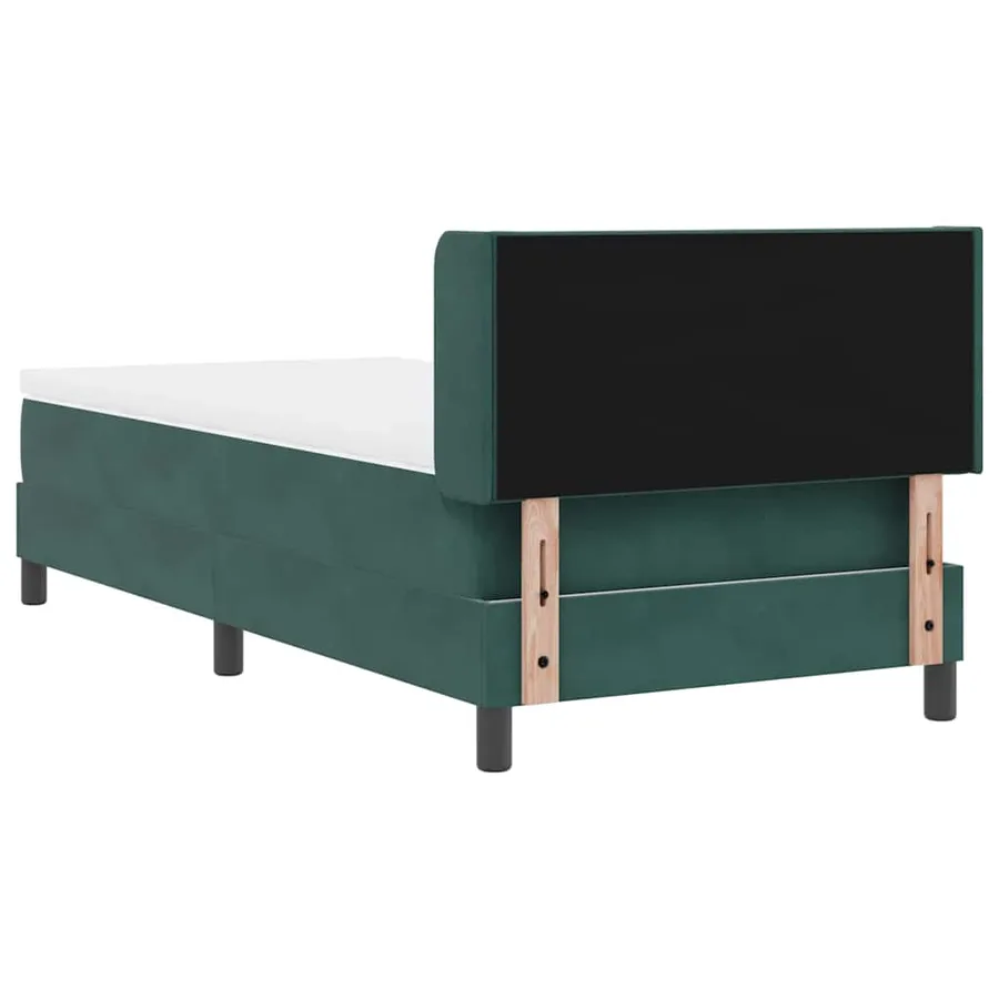 Lit à ressorts avec tête de lit Vert foncé 200 x 100 cm Velours - 9