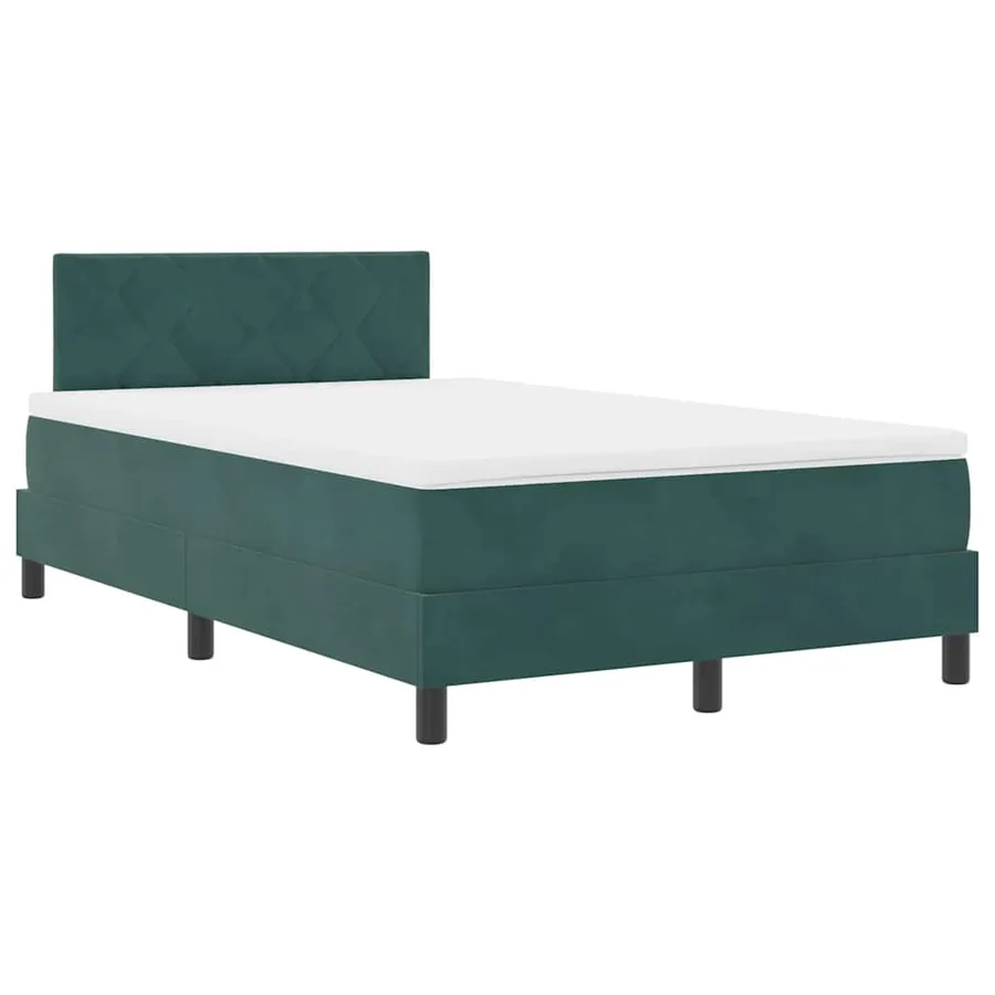 Lit à ressort LED avec matelas Vert foncé 120 x 200 cm Velours - 2