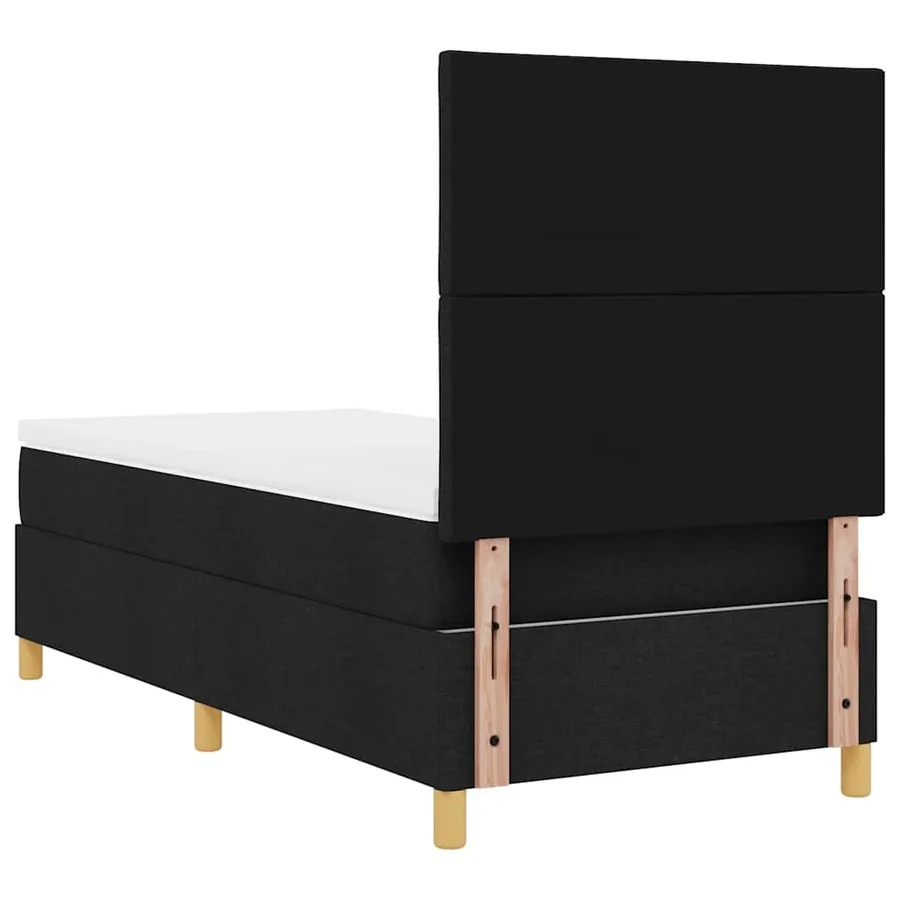 Lit à ressort LED avec tête de lit Noir 100 x 200 cm tissu - 10