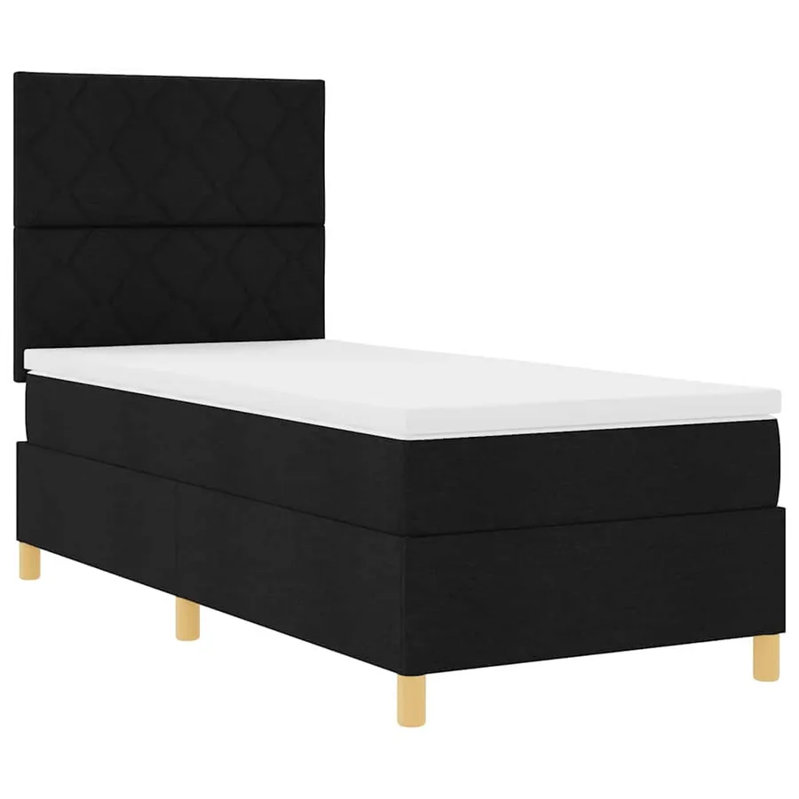 Lit à ressort LED avec tête de lit Noir 100 x 200 cm tissu - 6