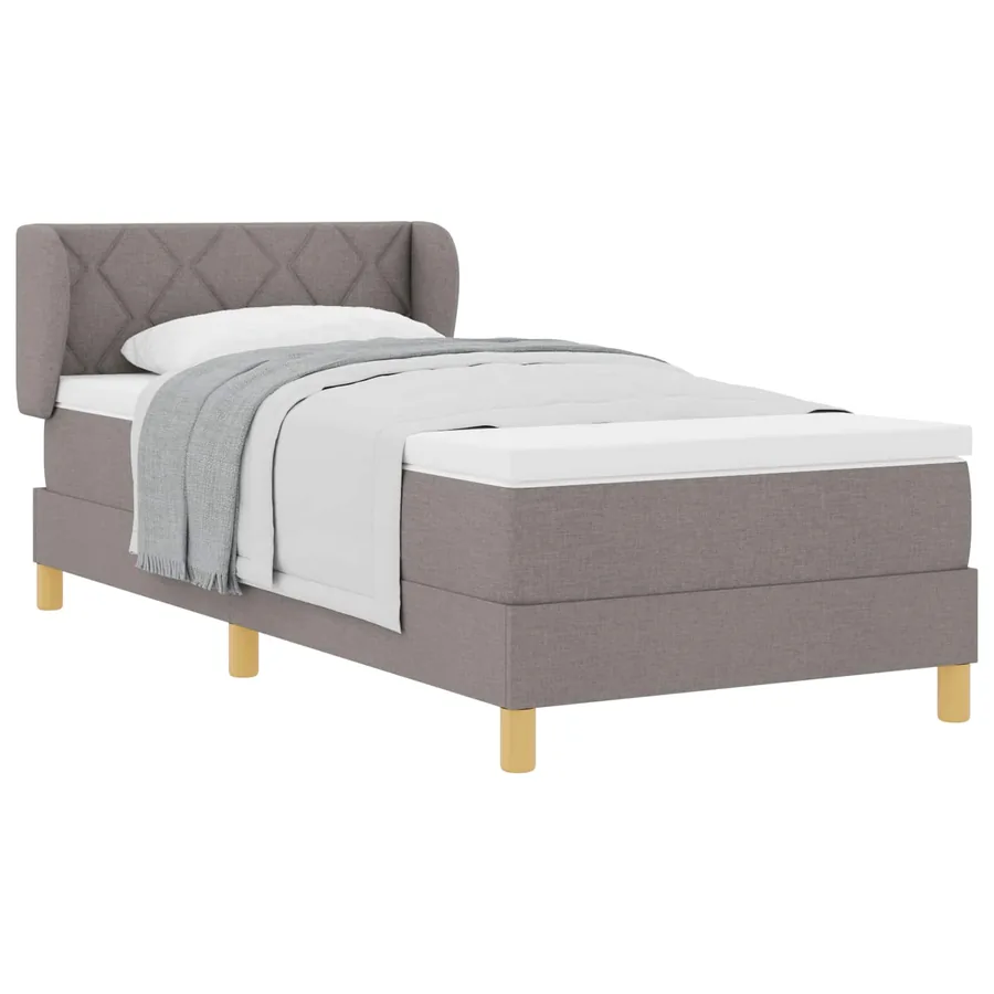 Lit à ressorts avec tête de lit Taupe 100 x 200 cm tissu - 2