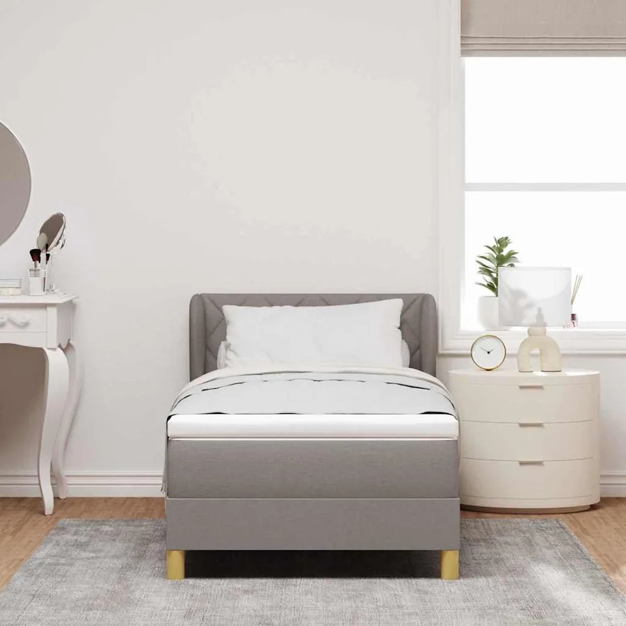 Lit à ressorts avec tête de lit Taupe 100 x 200 cm tissu - 3