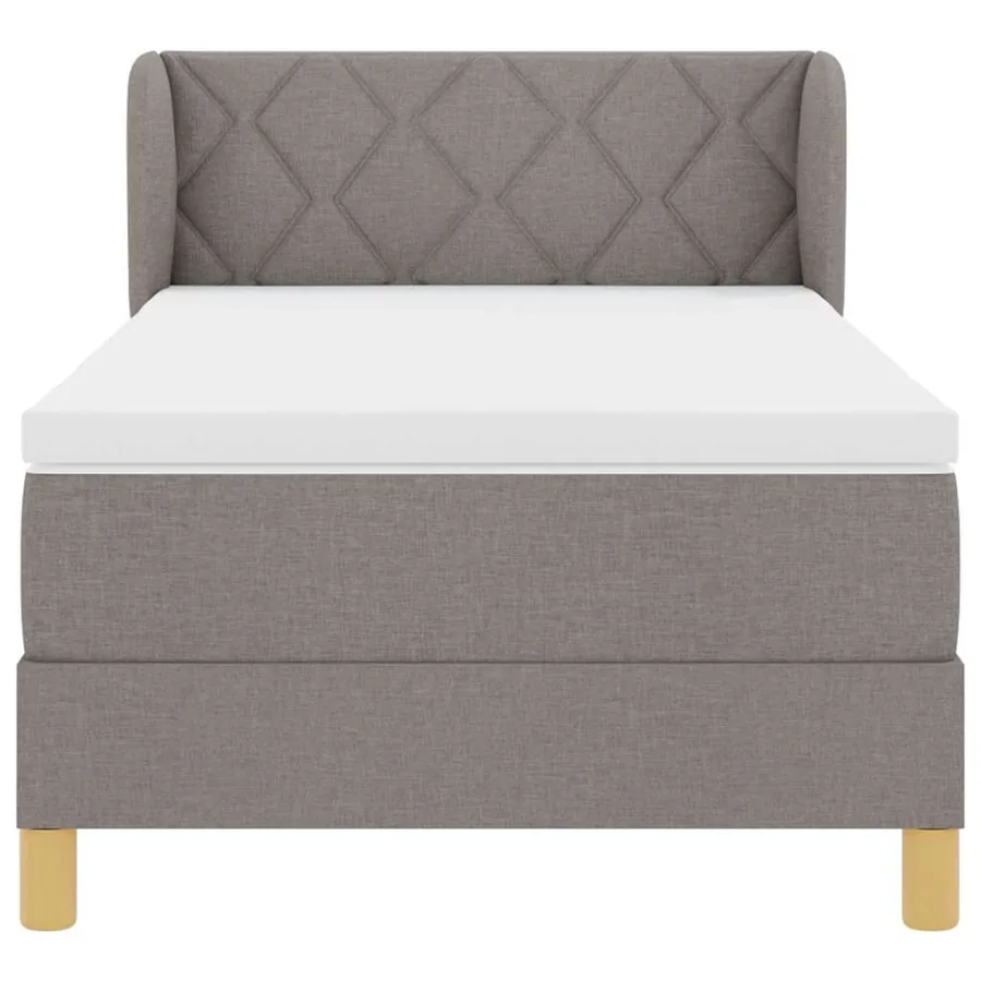 Lit à ressorts avec tête de lit Taupe 100 x 200 cm tissu - 7