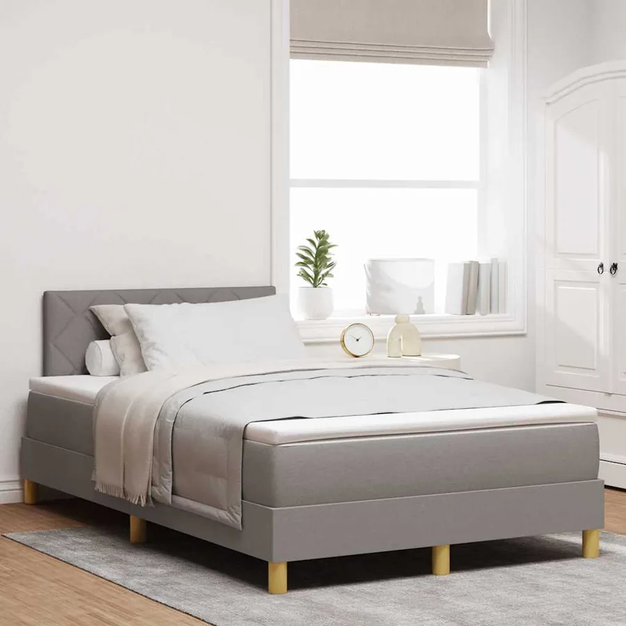 Lit à ressorts avec coussin Taupe 120 x 200 cm tissu