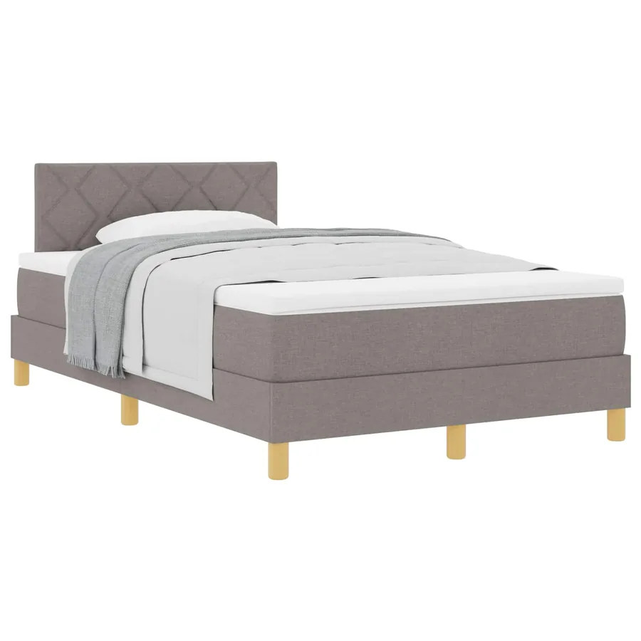 Lit à ressorts avec coussin Taupe 120 x 200 cm tissu - 2