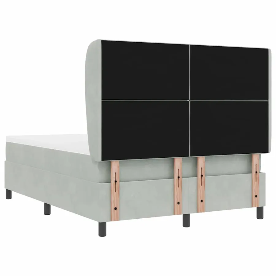 Lit à ressorts avec tête de lit Gris clair 190 x 140 cm Velours - 9