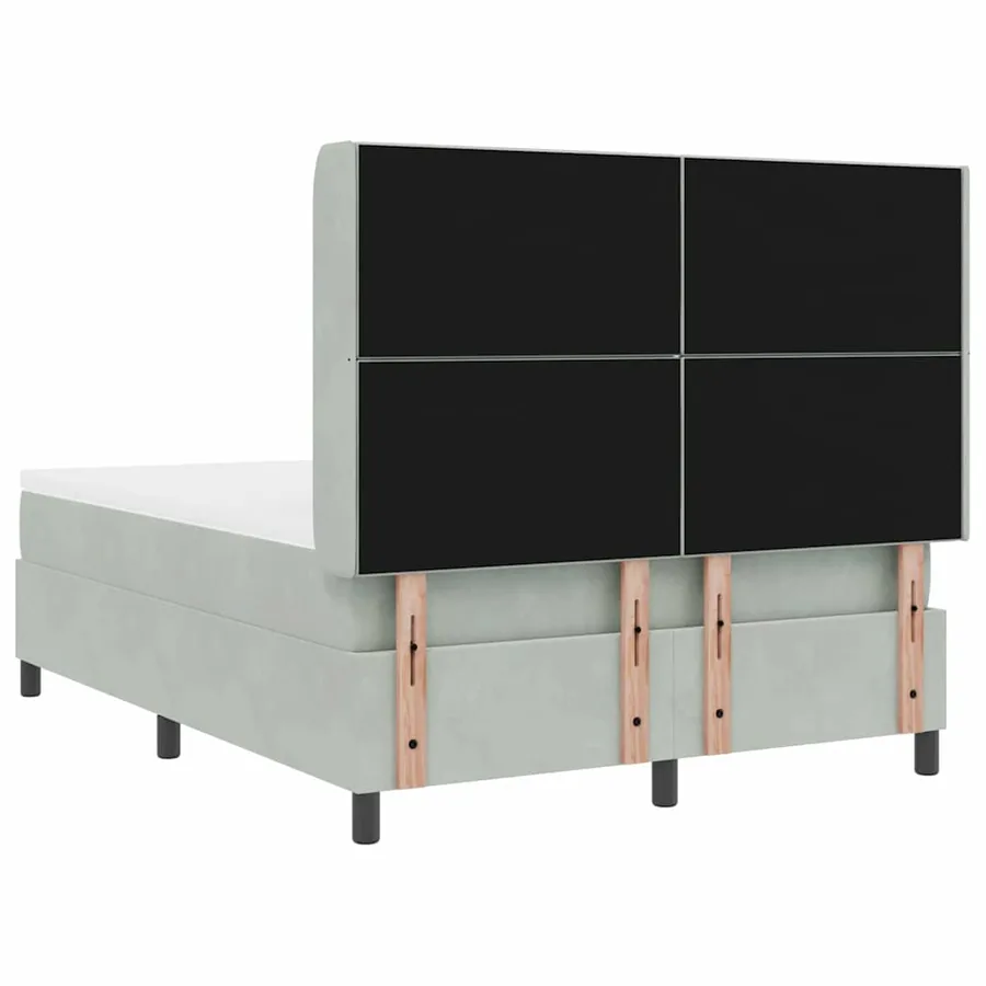 Lit à ressorts avec tête de lit Gris clair 140 x 200 cm Velours - 9