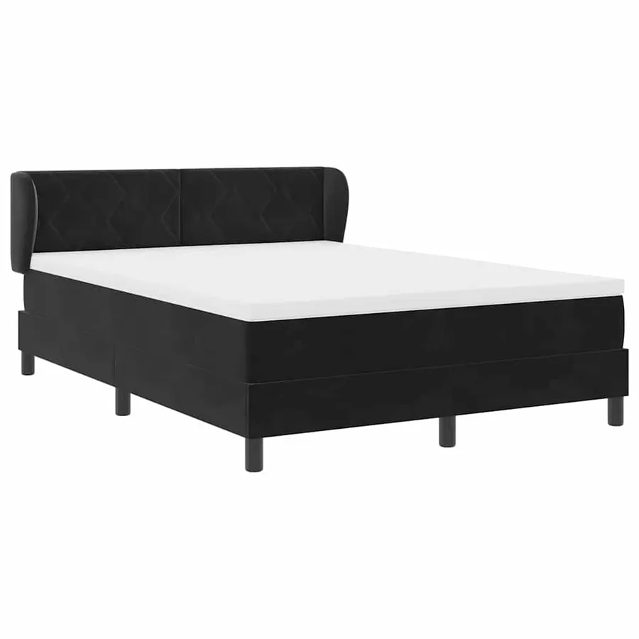 Lit à ressorts avec tête de lit Noir 140 x 190 cm Velours - 6